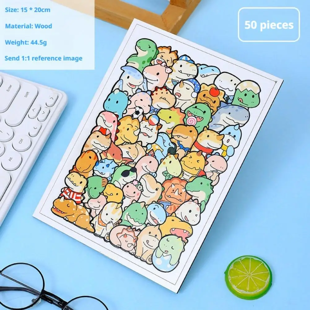 50 Stück Holz-Katzenpuzzles, Tier-Holzpuzzle, Stapelspielzeug, Lernpuzzle für Kinder, Jungen, Mädchen, Geschenke, Dekoration, Malerei – Detail 11