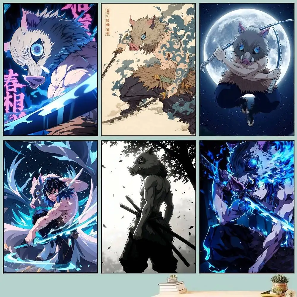 I-Inosuke Hashibira Japanese samurai Anime Posters Self Adhesive Waterproof Ideal For Living Room Bedroom Bar Decoration