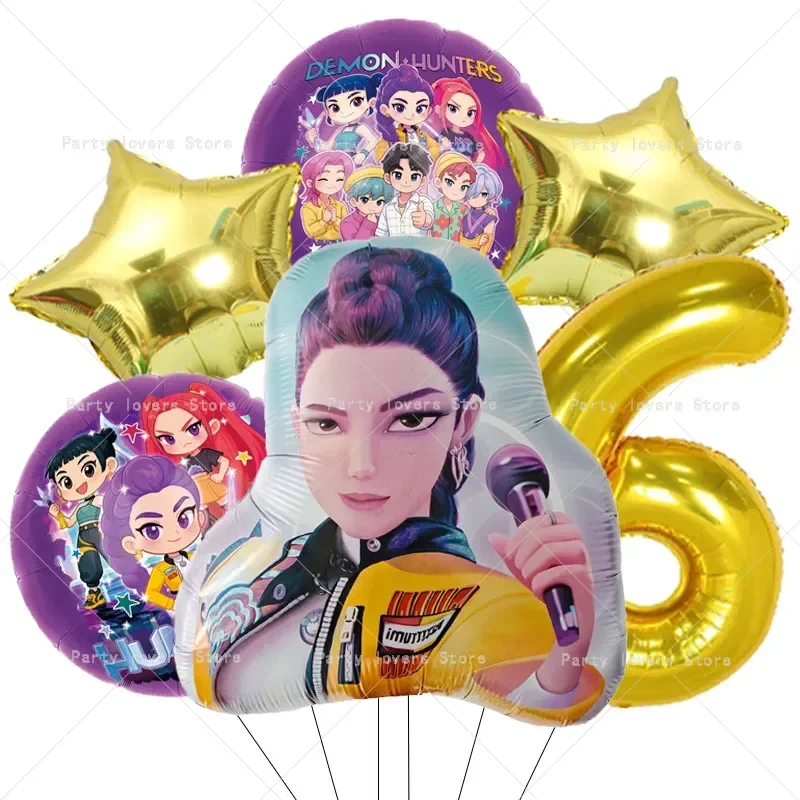 Anime-Figur Geburtstagszahlen 1-9 Ballon-Set Niedliche Party-Deko Luftballons 6 Stück Aluminiumfolie Ballon Deko-Werkzeug Foto-Requisiten Geschenk