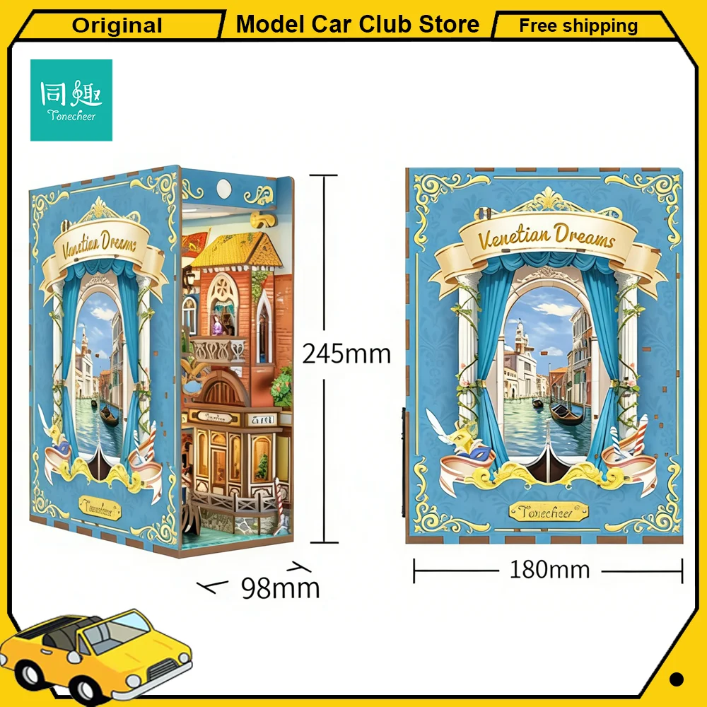 

Tonecheer Wenetian Dreams DIY Book Nook Bookend Diorama Model Kit 3D Wooden Puzzle Dollhouse Decoration Birthday Toys Gifts