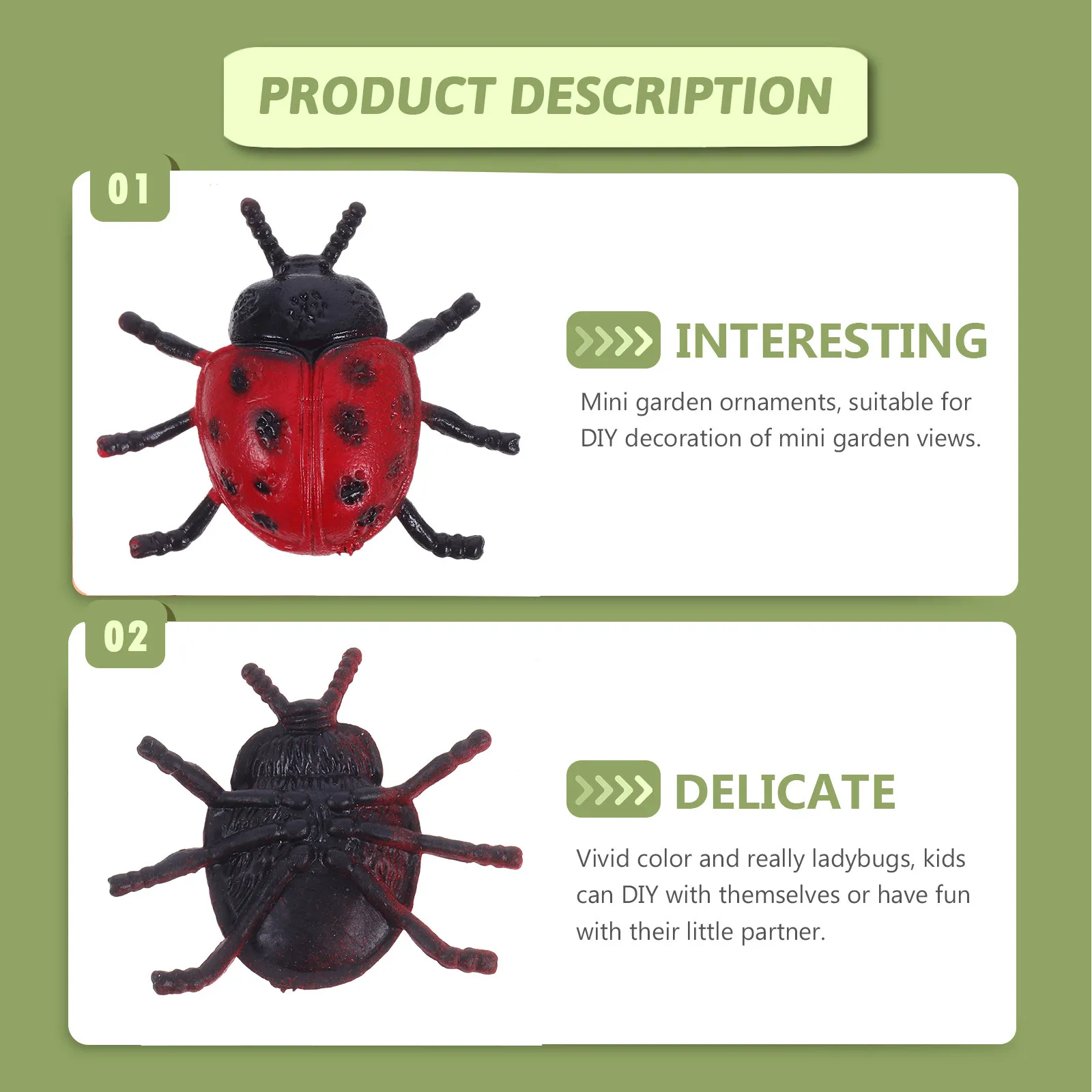 10Pcs Environmental Friendly PVC Mini Ladybugs for Children DIY Mini Garden Views Fairy Landscape House Party Decoration