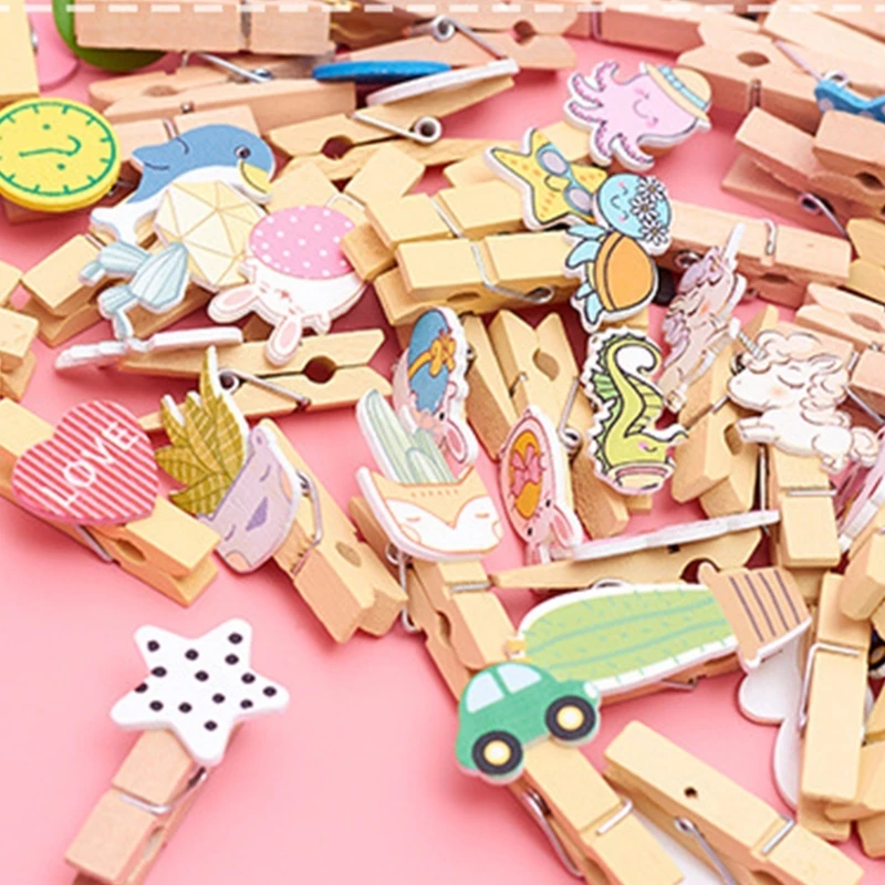 12pcs Bunnies Peg Photo Clip مع خيوط 1.5 يارد لزينة عيد الفصح