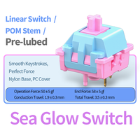 Sea Glow Switch 50gf Linear Switch 5 Pins Pre-lubed POM Nylon Base PC Top for Mechanical Keyboard Hot-swappable Pink Blue Switch