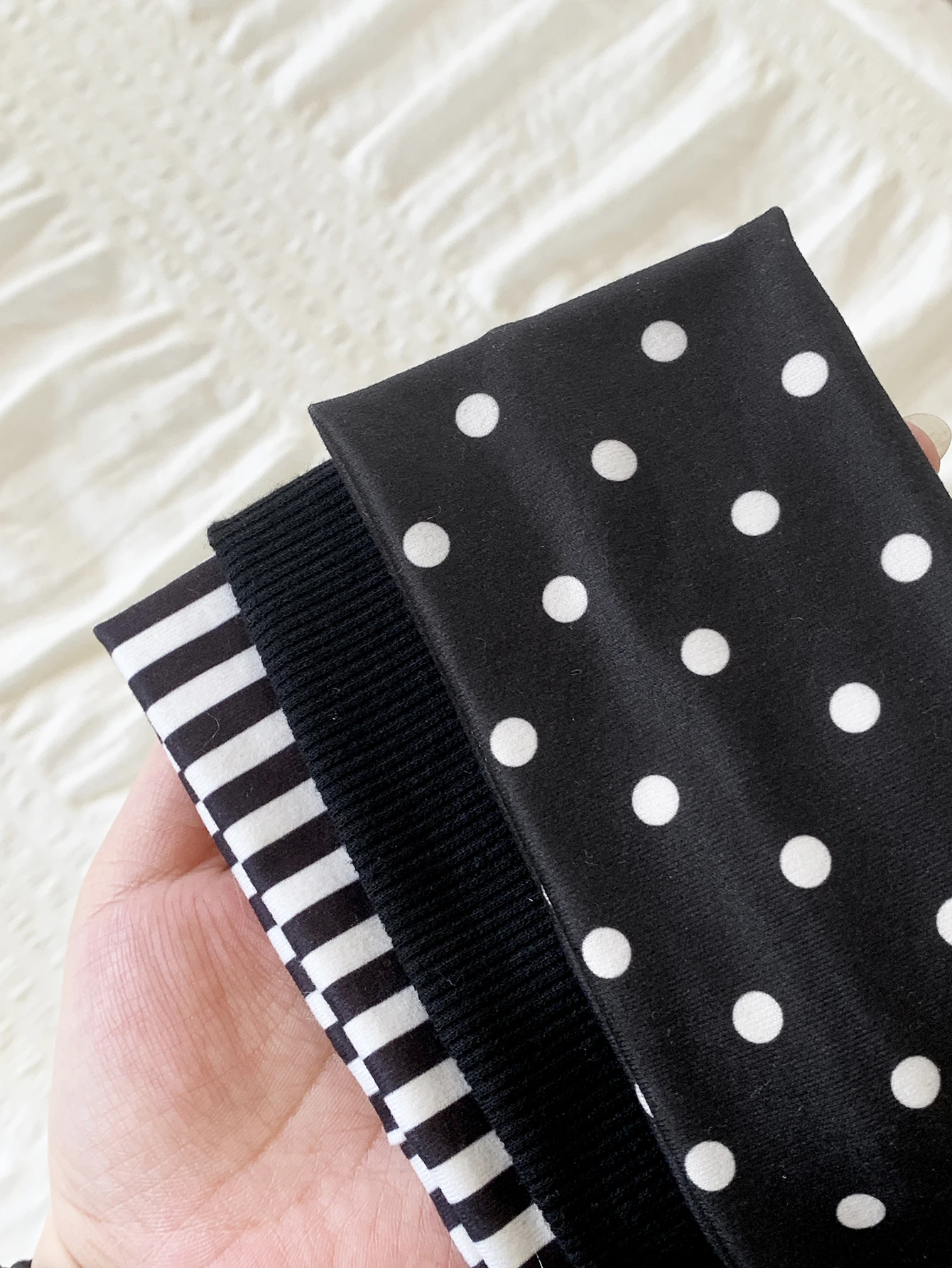 1 Stück Vintage Klassisches Schwarz Gestreiftes Einfarbiges Schwarzes Wellenförmiges Gepunktetes Breites Stirnband Unisex Vielseitiges Haaraccessoire – Detail 5