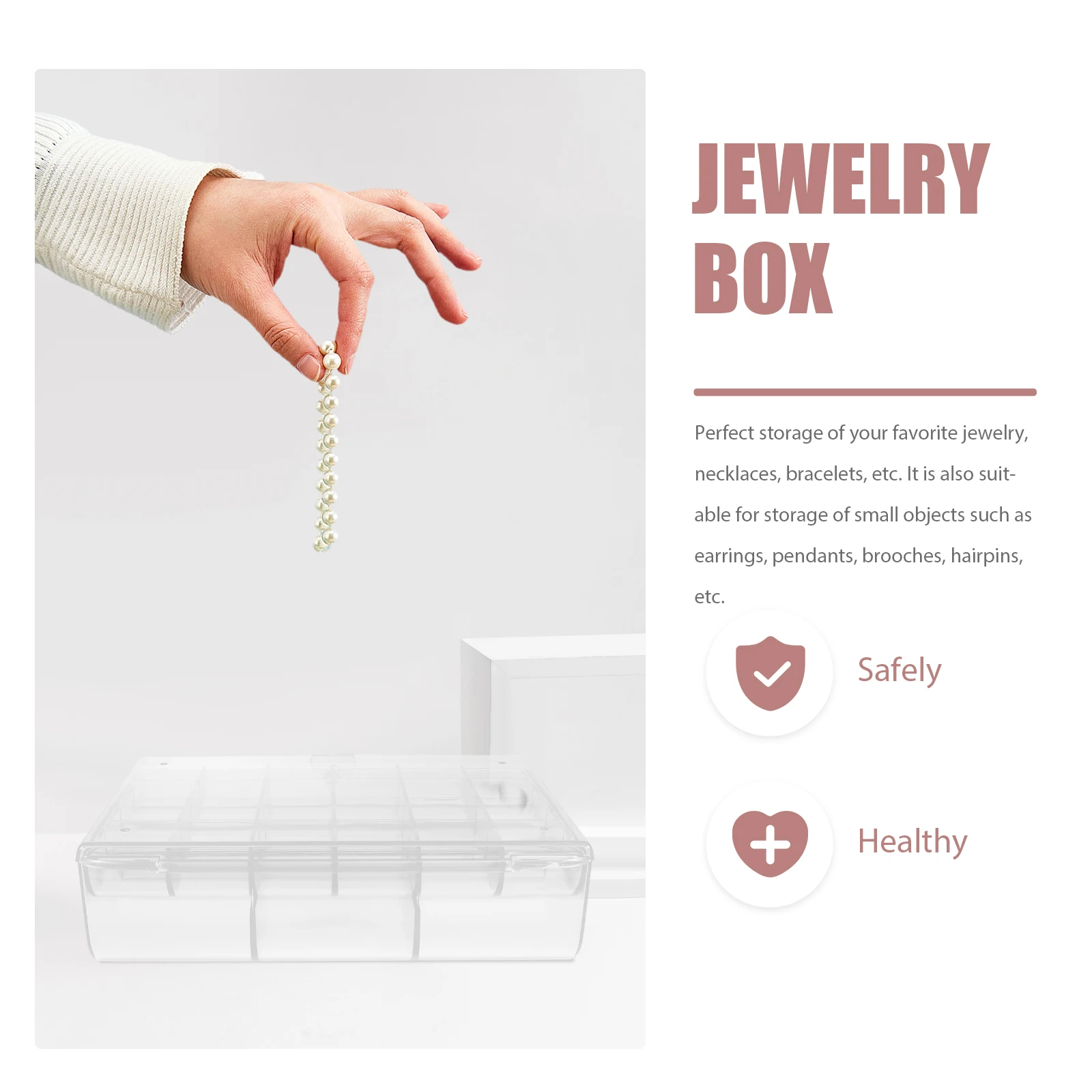 

1pc Simple Transparent Jewelry Storage Box Double Layer Earring Bracelet Organizer Display Case For Necklaces Pendants Brooches