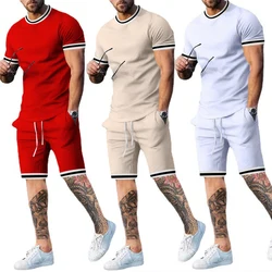 Conjunto de chándal de verano para hombre, camiseta de manga corta, traje informal de playa de 2 piezas, ropa deportiva de gran tamaño, ropa de calle