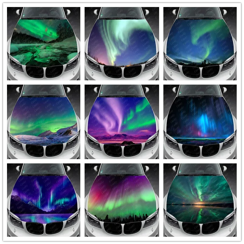 Beautiful Aurora Borealis Car Hood Vinyl Stickers Wrap Vinyl Film Engine Cover Decals Sticker Car Auto Accessories