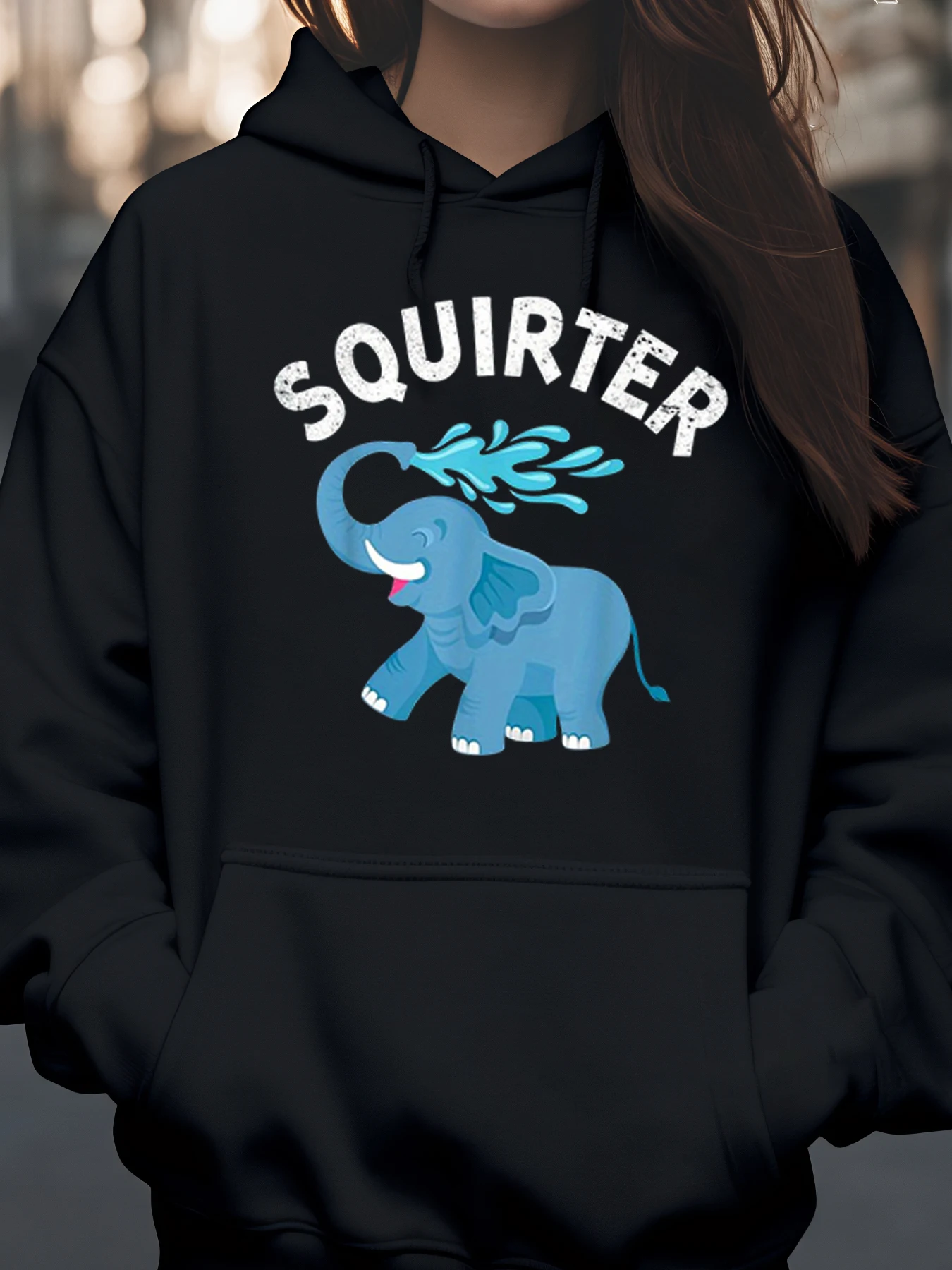 هوديي بطبعة مائية على شكل فيل لحفلات الهالوين للنساء