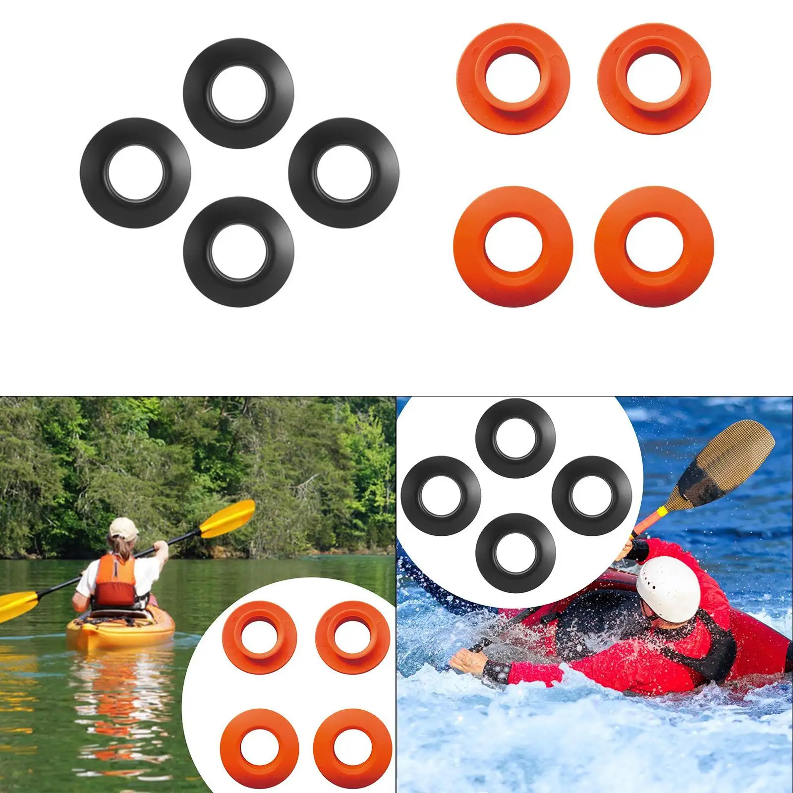 4x Kayak Paddle Drip Rings Paddle Protection Easy Installation Practical PVC Kayak Oar Drip Rings Splash Guards for Boating