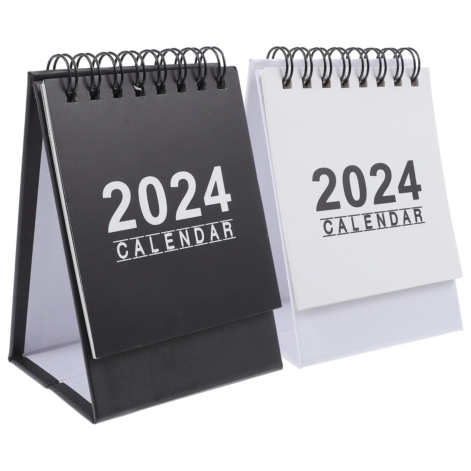 

2Pcs Portable Desk Calendar 2024 Daily Use Monthly Memo Calendar with Metal Spiral Binding for Home Office Classroom Tabletop