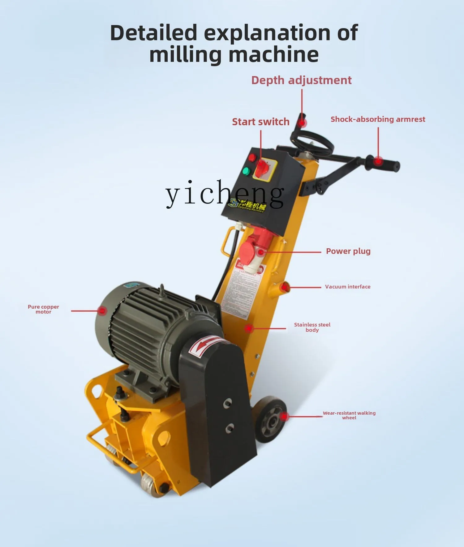 TQH Concrete Ground Milling Machine Electric Planer Pavement Renovation Planer Hand Push Pulling Machine Hair Chiseling Machine