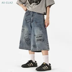 Harajuku Y2k Baggy Jean Shorts Women High Waisted Wash Knee Length Wide Leg Pants Barrel Denim Shorts Mens Oversized Jorts