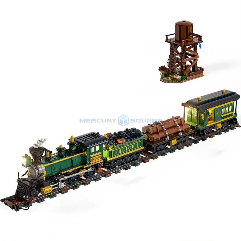 Western Train Building Blocks MOC F9036 Retro Steam Railway รถขนส่งไอเดียอิฐ DIY ของเล่นของขวัญเด็กผู้ใหญ่