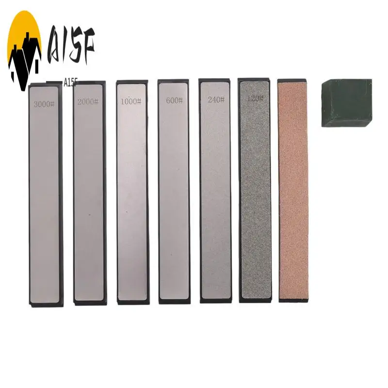 A15F- Sharpening Stone,6 Whetstone-120/240/600/1000/2000/3000,1 Strop,1 Polishing Paste For Fix-Angled Knife Sharpener