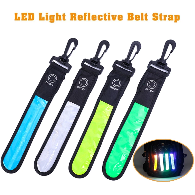 LED Light Reflective Belt Strap Sports Safety Reflective Strap Pendant Outdoor Supplies Reflective Safety Pendant Bag Strap