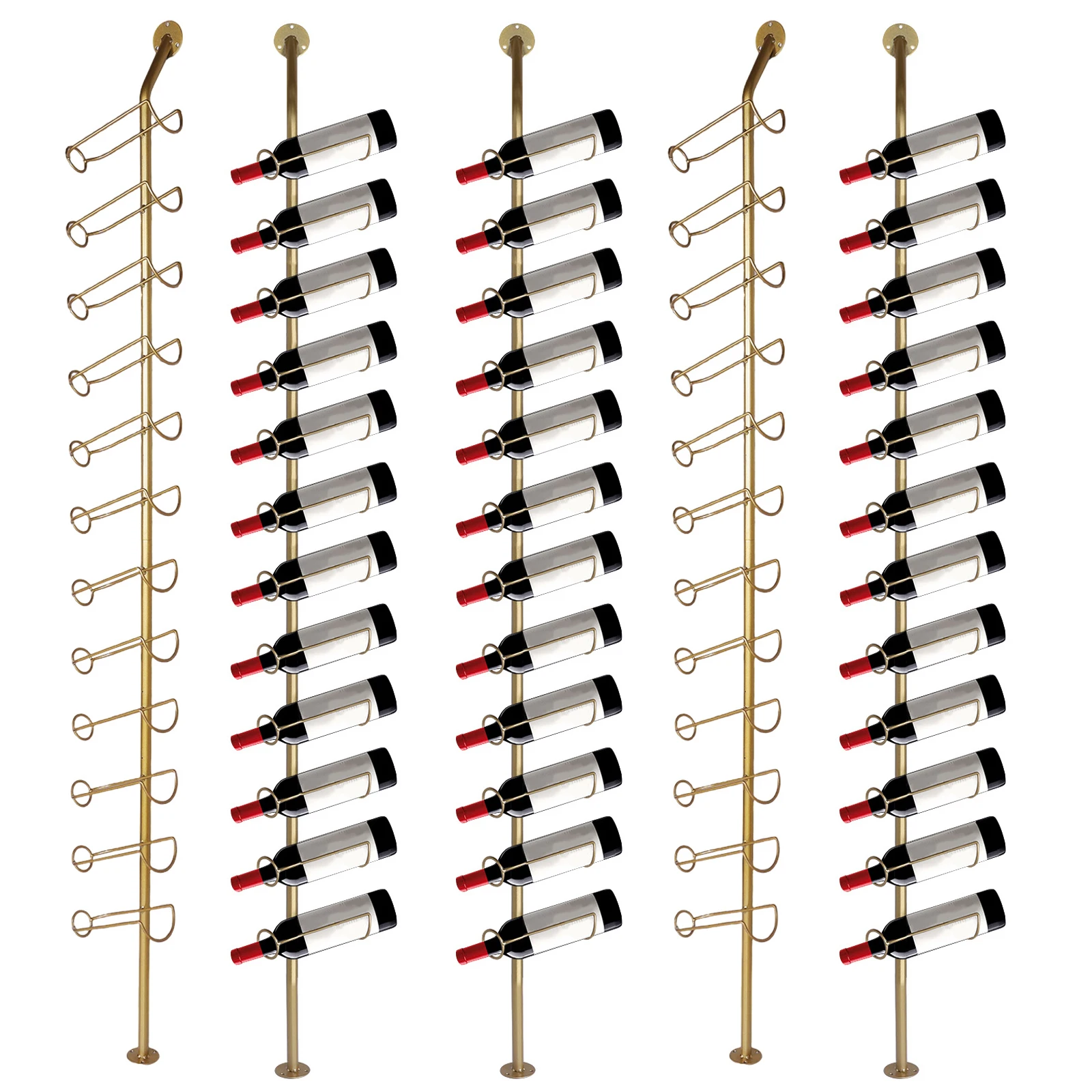 

Набор из 5 настенных винных полок на 12 бутылок, съемный держатель для винных бутылок, для кухни, кладовой, столовой, бара