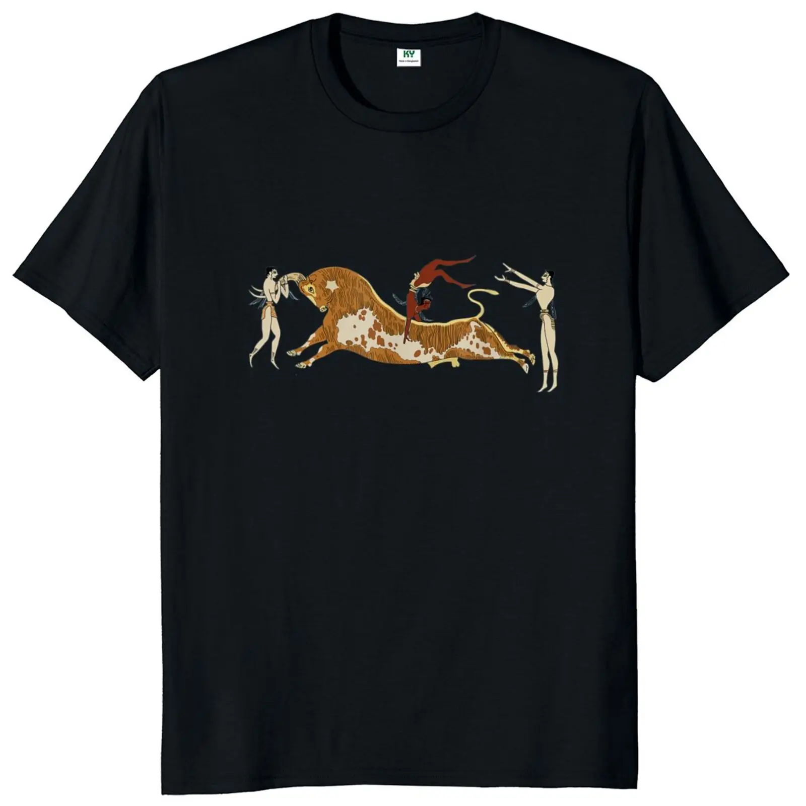 Minoans Bull-Leaping T Shirt Vintage Minoans Culture Inspired Design Graphic T-shirts Summer Casual Unisex Cotton Tee Tops