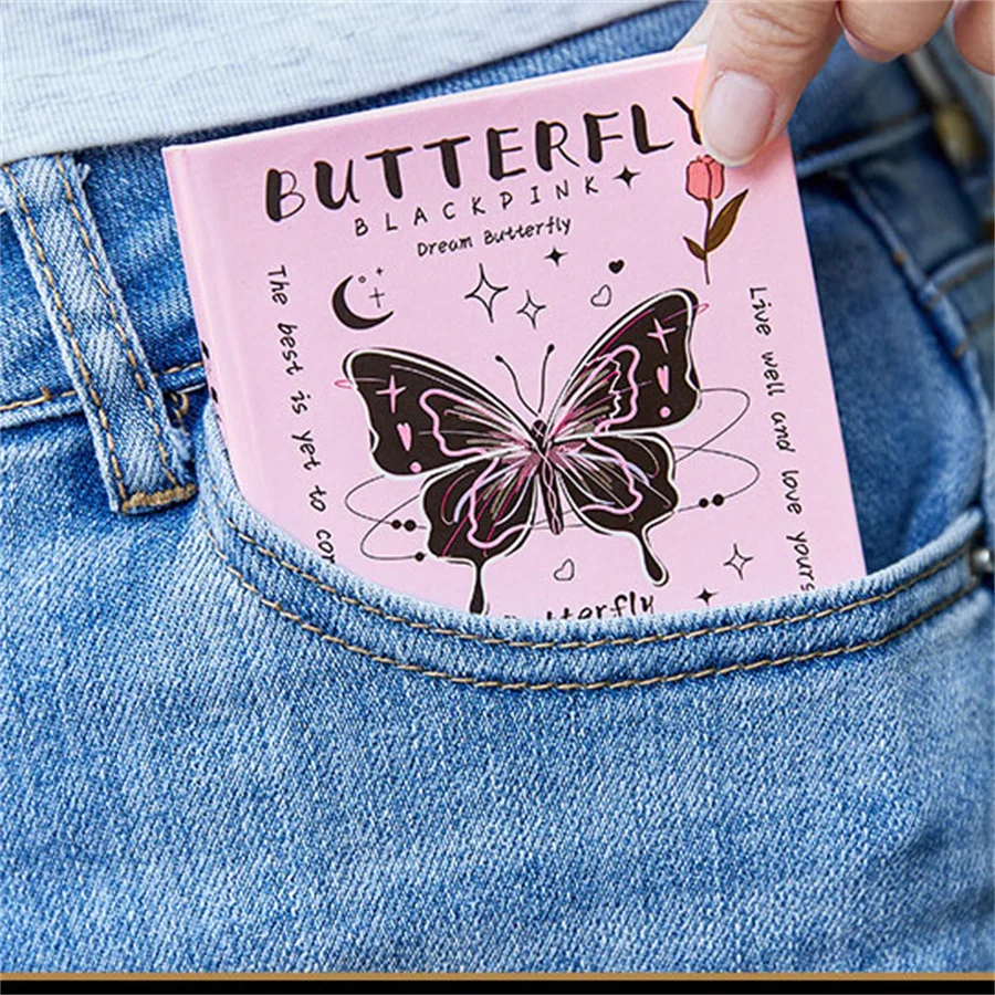 80-page fantasy butterfly pocket notebook, a portable high-value notebook for girls, a mini a7 notebook for students to carry wi