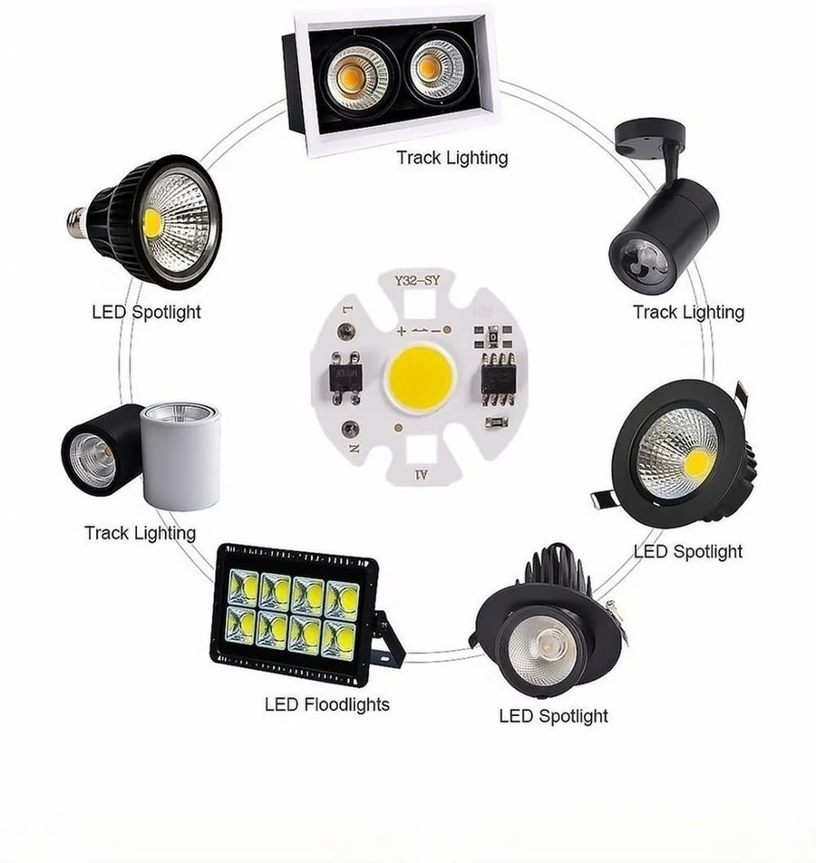 Chip de lámpara LED Y32 COB, matriz AC 220V, 3W, 5W, 7W, 9W, 12W, para reflector, No necesita unidad de proyector, cuentas de bombilla