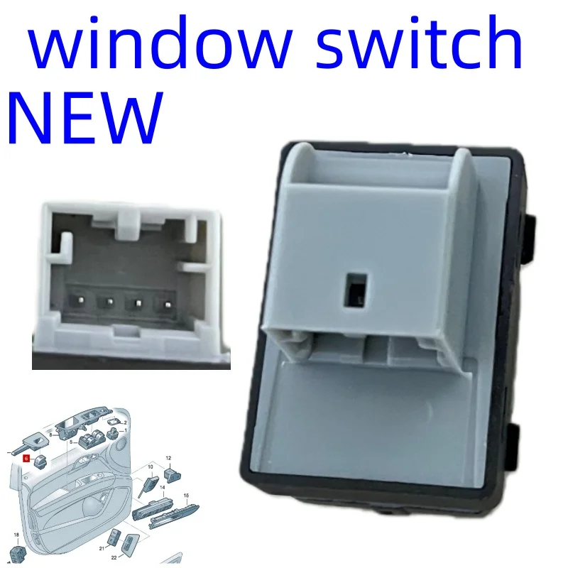 NEW Power single window control switch regulator button Applicable to Audi A3/S3 A6 Q7 RS6，4F0959855 4F0959855A，switch button