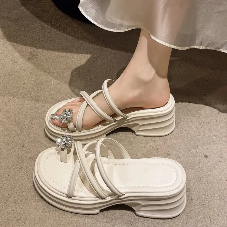 2024 Summer Platform Women\'s Slippers Fashion Slide Shoes Women\'s Casual Outdoor Beach Flat Slippers Leisure High-end Fashion