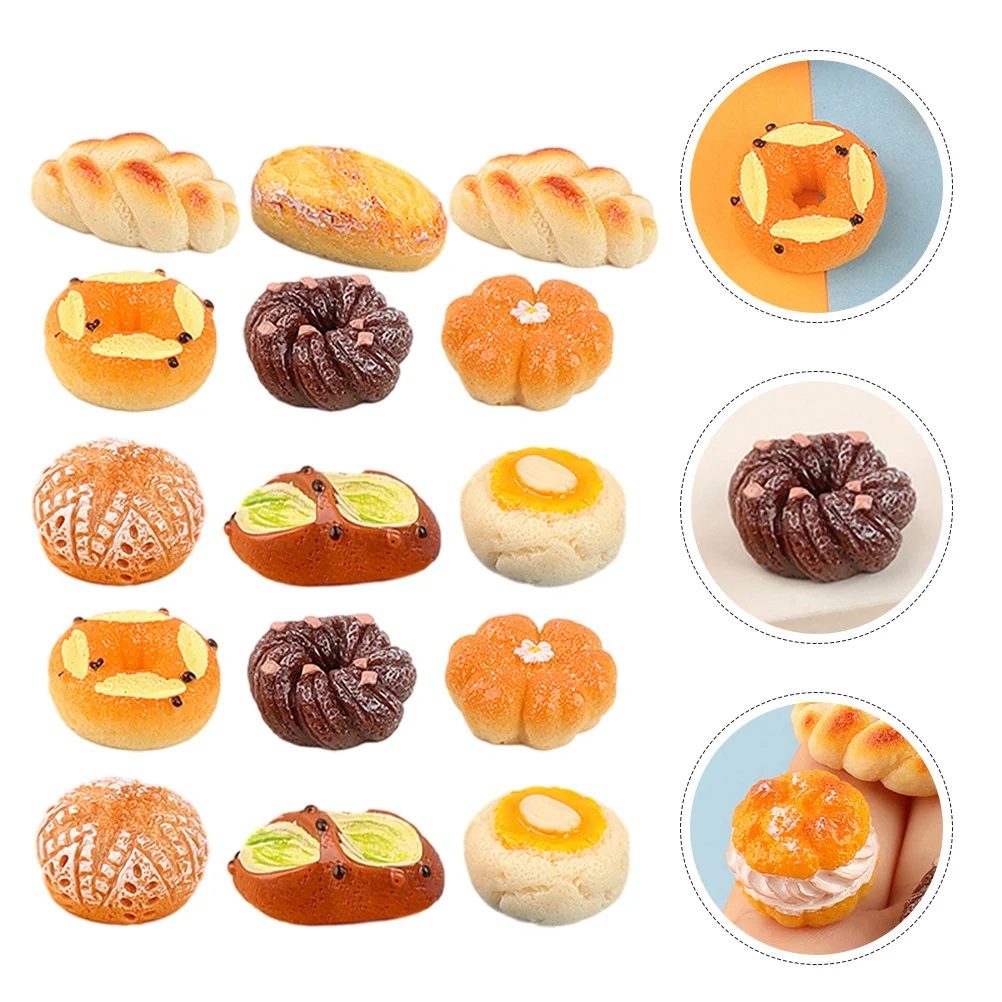 

18Pcs Realistic Artificial Bread Resin Simulation Miniature Bakery Decoration Display Prop Artificial Bread Fake Food Prop