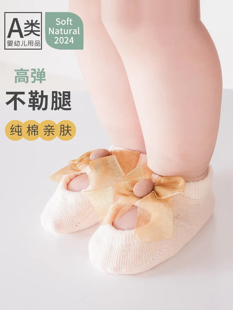 

3 пары/лот, весенне-летние милые носки для маленьких девочек, новые хлопковые детские хлопковые кружевные носки с цветочным бантом, противоскользящие детские напольные носки