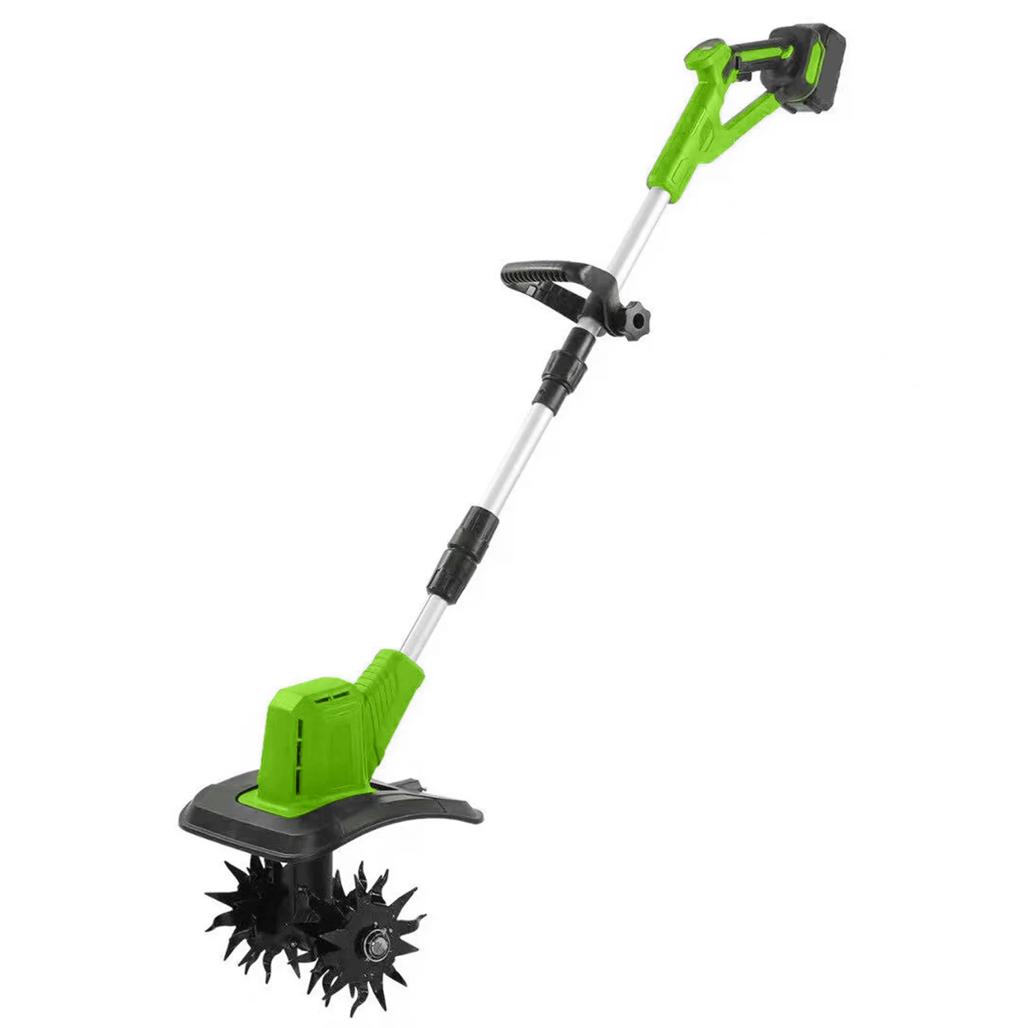 VERTAK 20V Battery Cordless Mini Tiller Handheld 4-Blades Mini Cultivator & Ploughing Machine for Mini Farms Garden