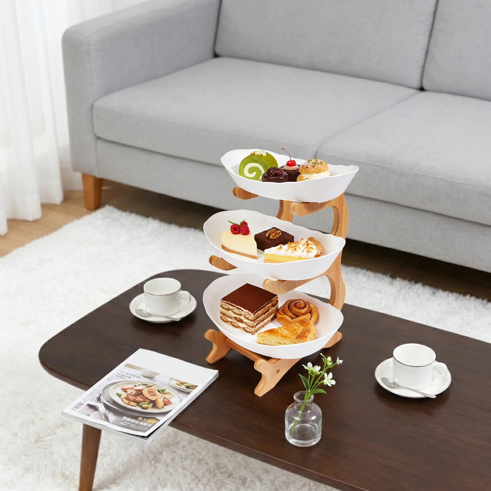 Yuanbao Shape 3-Tier Serving B - Wooden Serving Tray recension och pris