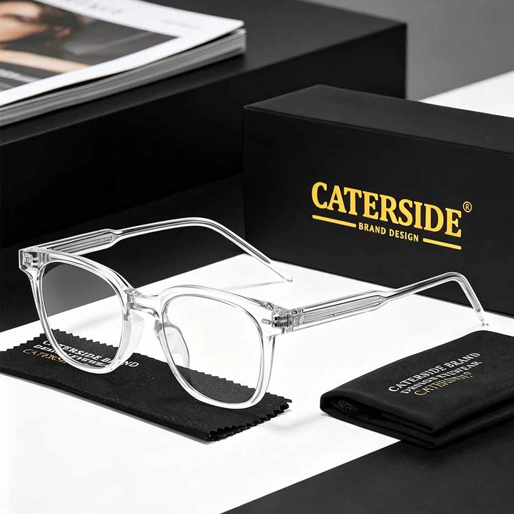 CATERSIDE Women's Anti Blue Light Glasses High-Quality Tr-90 Square Eyeglass Frame Men's Outdoors Business Holiday Gift Glasses