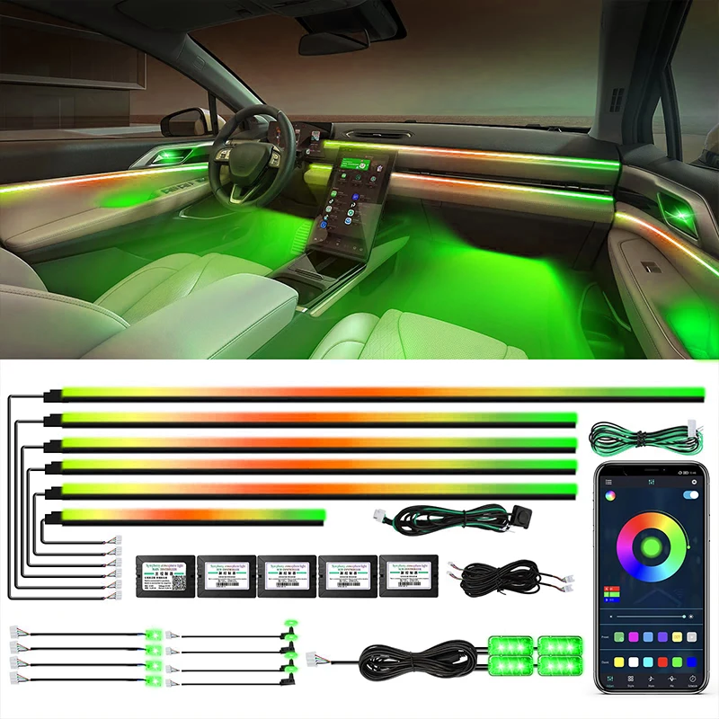 Car Ambient Neons Lights Strips Rainbow Colorful Auto Atmosphere Universal LED Lighting Acrylic Lamps App Contro 64 RGB Symphony