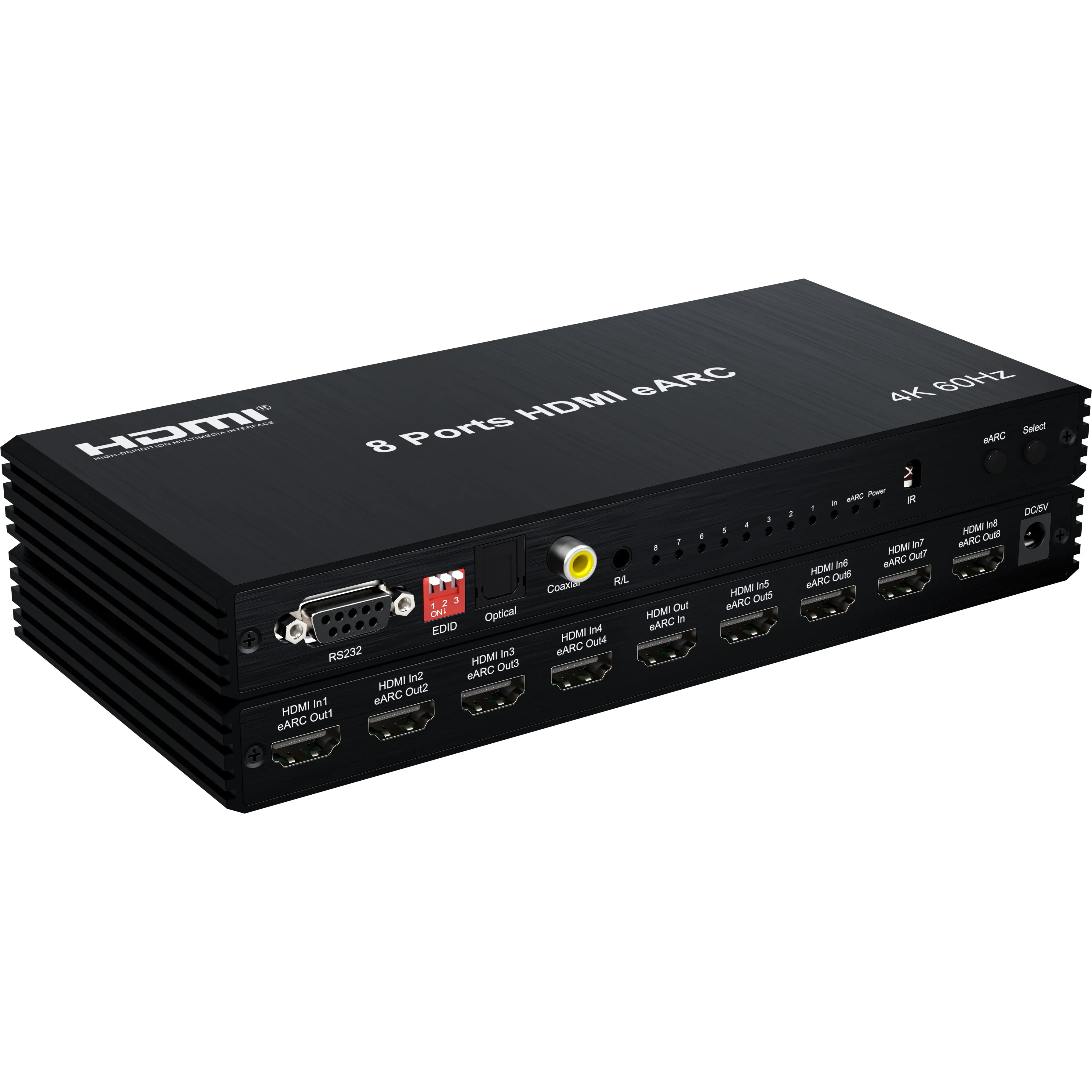 8 Channel HDMI EARC Switch Splitter Audio Extractor 1 in 8 Out Audio Return 1x8 Vs 4K 60Hz 8x1 HDMI Switcher Video Converter