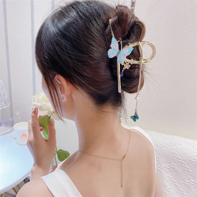 Sweet three-dimensional butterfly Vintage Tassel grace Hair Clips Headband Hair Clip Women hair accessories decorate modeling