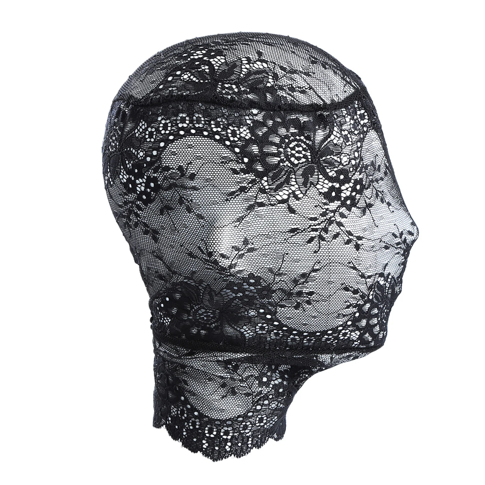 Unisex Black Lace Mask Men Women Sexy Full Face Flower Lace Masquerade Party Mask Halloween Cosplay Roleplay Hood Head Cover