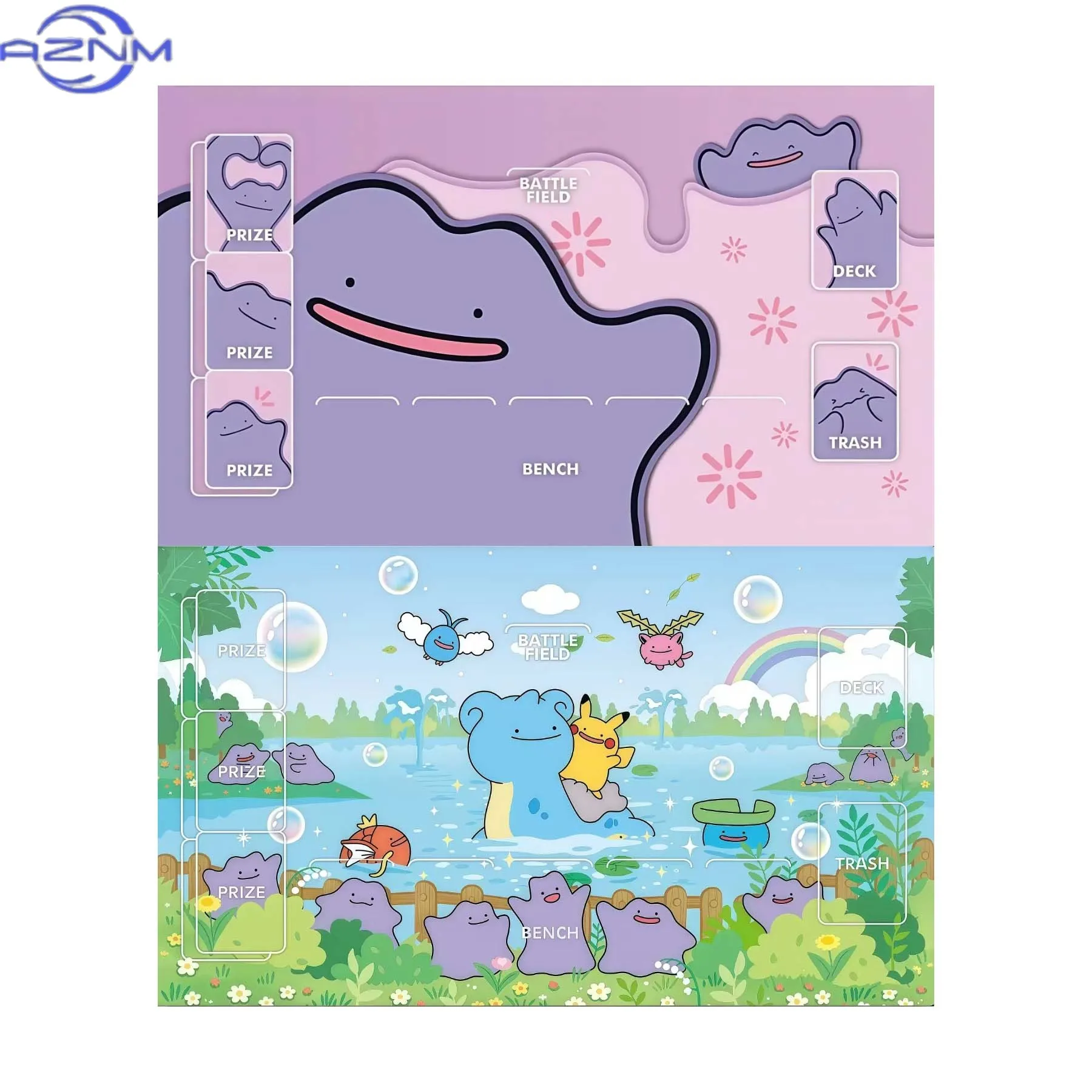 DIY Neue Cartoon PTCG Ditto Niedliche Q-Version Kartenspielmatte PTCG Ditto Einzelspieler-Brettspiel Kartenspielmatte Geschenkspielzeug
