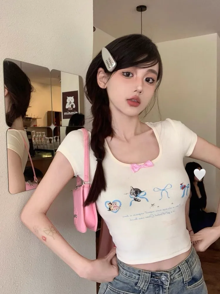 تي شيرت نسائي قصير الأكمام بلون النيلي ملابس علوية من القطن فضفاضة تناسب الصيف كاجوال قابلة للتنفس ناعمة ومريحة وبسيطة وعصرية يوميًا #6