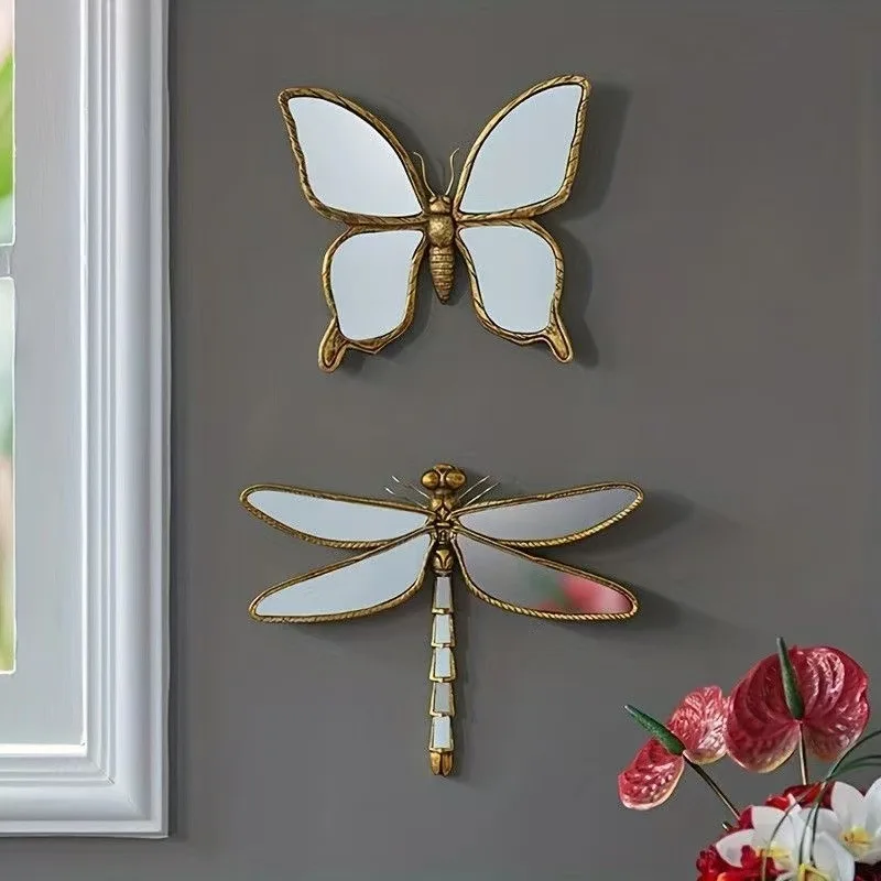 Retro Resin Butterfly Mirror Decorative Pendant American Entrance Door Wall Decoration Restaurant Soft Decoration Espejos 거울