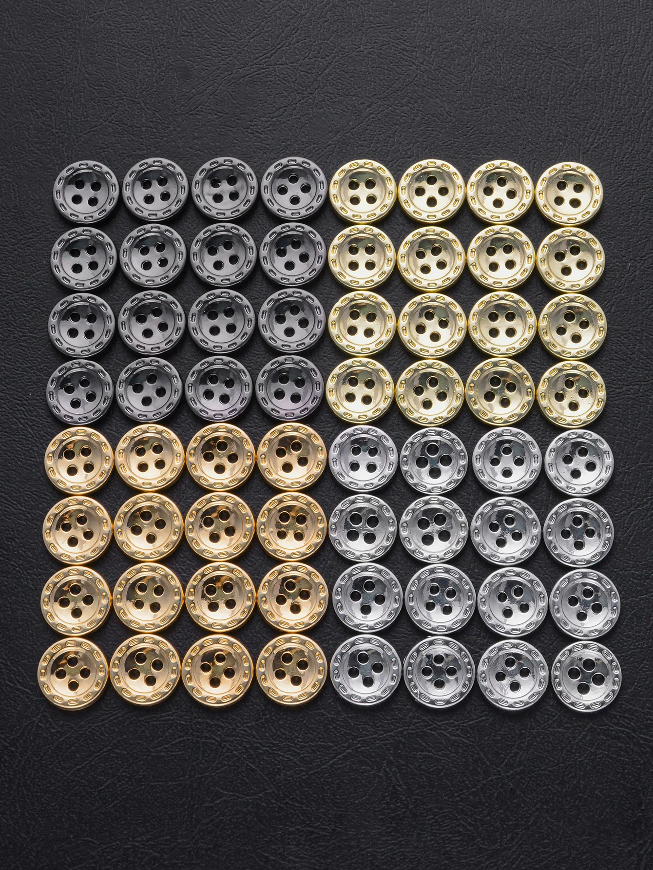 10 sztuk/opakowanie 12mm 4-otworowe okrągłe metalowe guziki do odzieży, garniturów, koszul, akcesoria do szycia DIY, guziki z nóżką