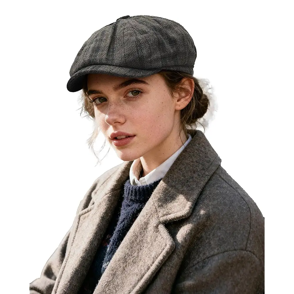 

Мужская кепка-газетчица из шерстяной смеси, 8-панельная, классическая ирландская кепка-газетчица, шляпа Гэтсби, твидовая кепка в елочку