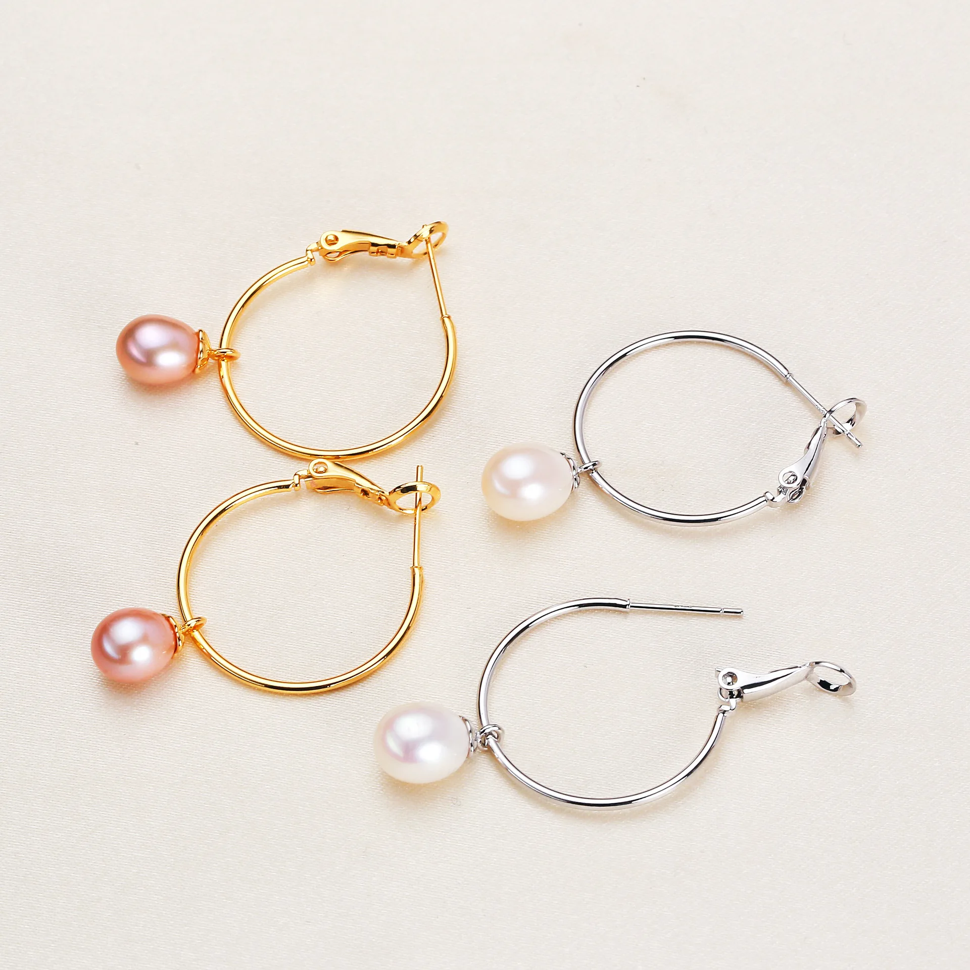 7-8mm Rice Shape Freshwater Pearl Earrings for Women Circle Shape Fashion Earrings Jewelry Gift 2026 New Arrivals