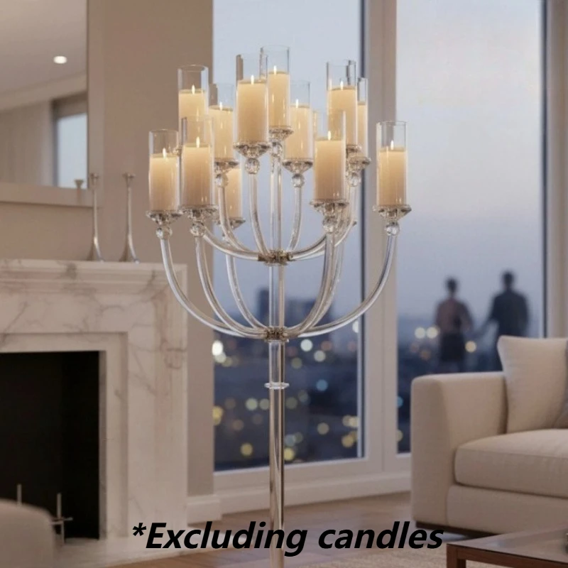 13 Arm Candle Holder Wedding Decorative Luxury Candlestick Nordic Minimalist Retro Candle Holders Transparent Glass Candlesticks