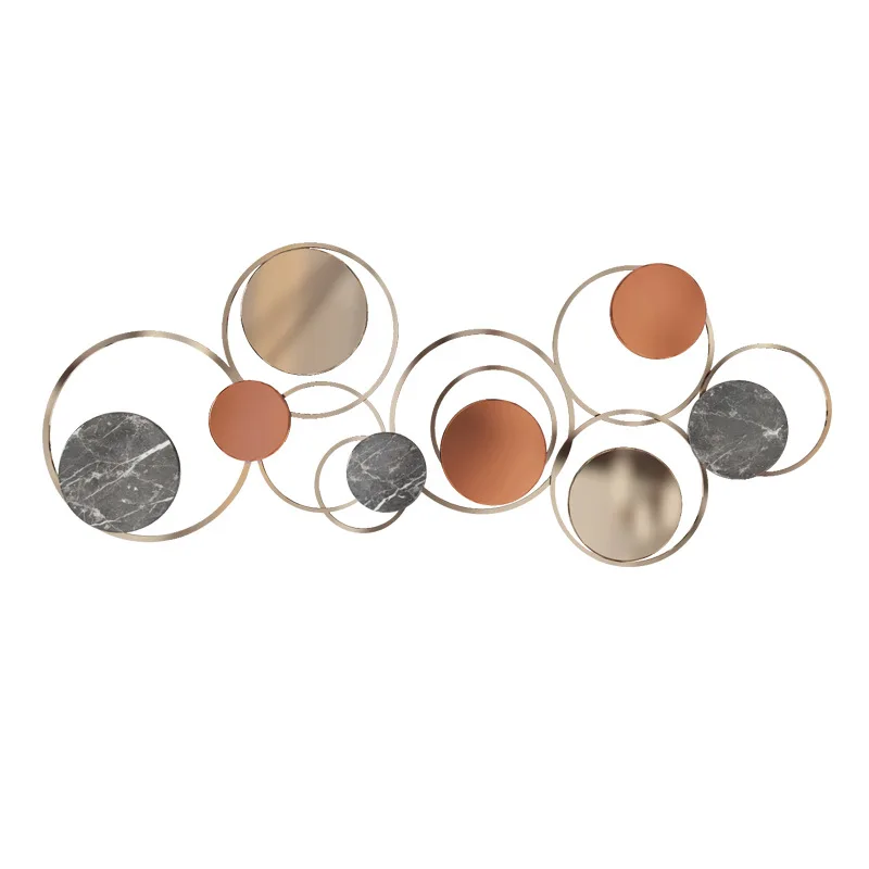 

Nordic style wall wrought iron decorative jewelry household living room background wall round combination, three-dimensional