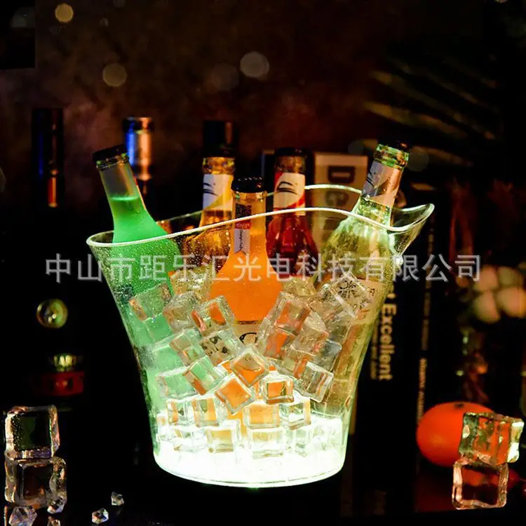 

Красочное ведро для льда KTV зарубежное вино шампанское бытовой пивной бар светодиодный светящийся лед красное вино пластик PS падение