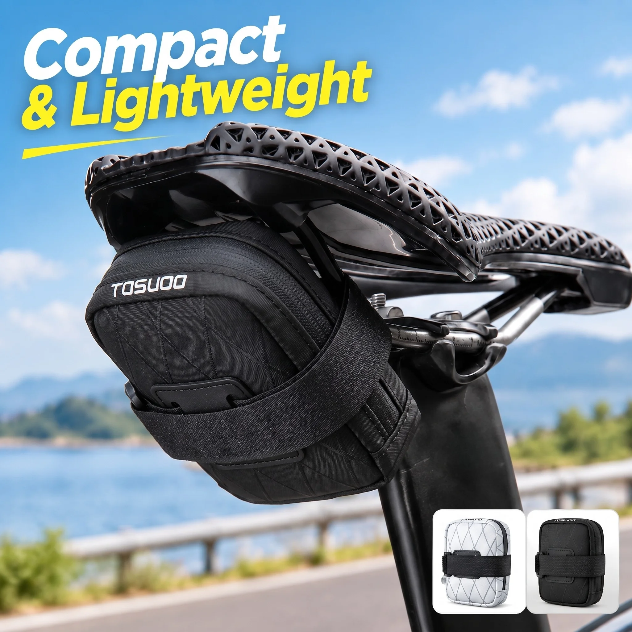 Lightweight Compact Bicycle Saddle Bag Mounts on Seat Post Road Bikes Streamlined Wind-resistant Pouch Aerodynamic Accessories