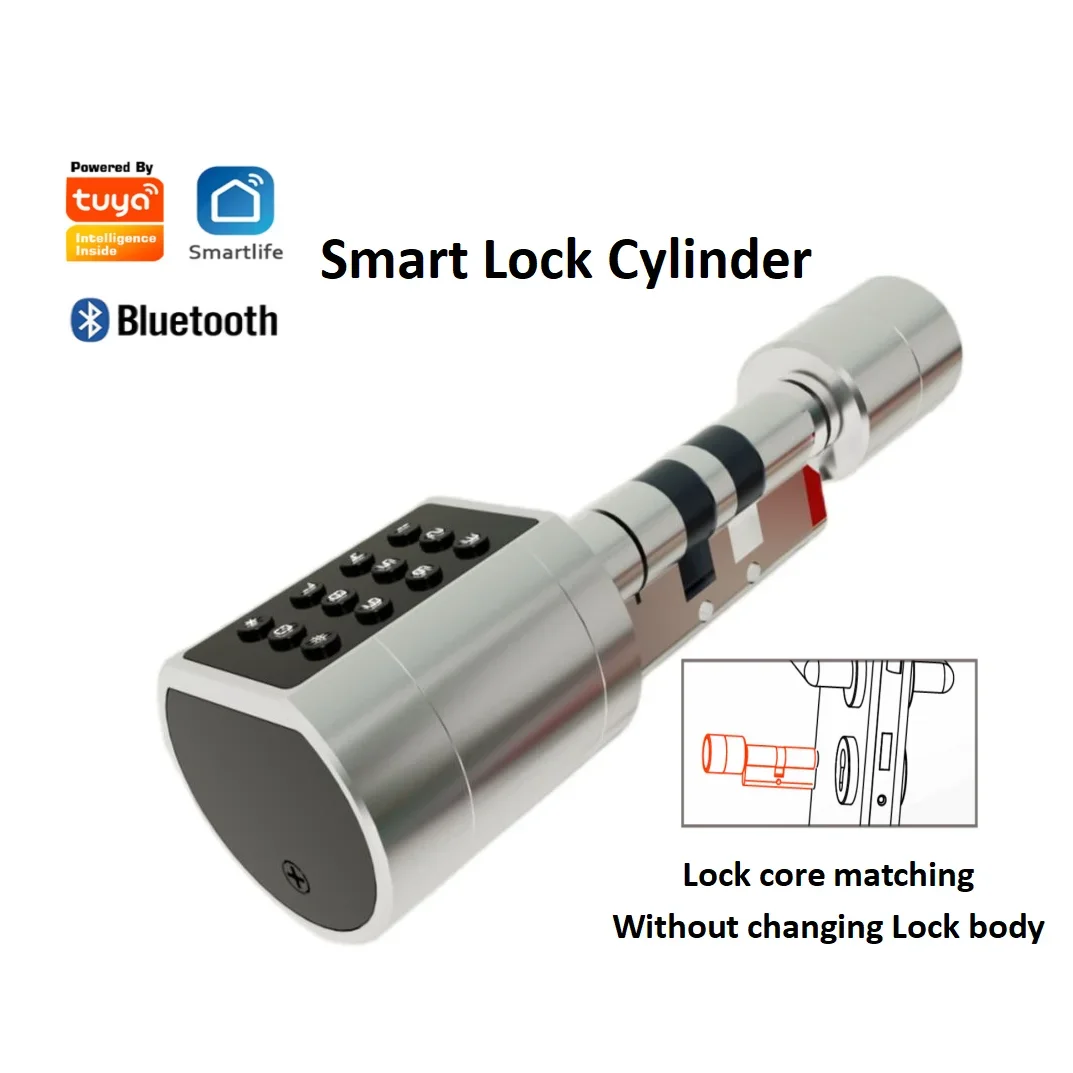 Tuya Adjustable Lock core Fingerprint Password Without Changing Lockbody Brand New Electronic Smart Lock Cylinder