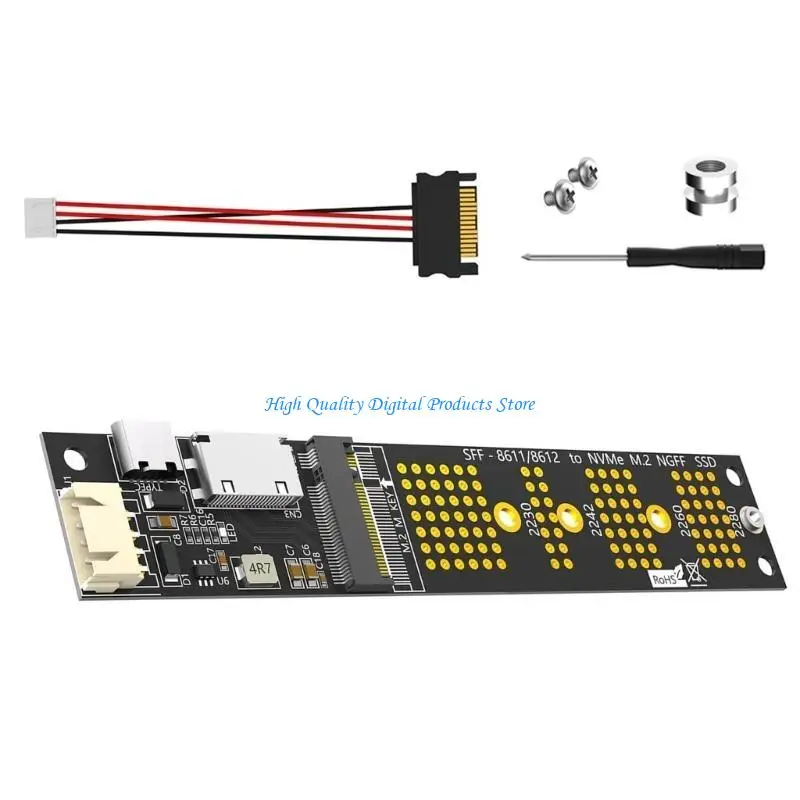 U2JE M.2 NVMe SSD إلى SFF 8611 بطاقة محول اتصال قوي لمحول واجهات الكمبيوتر المتانة #4