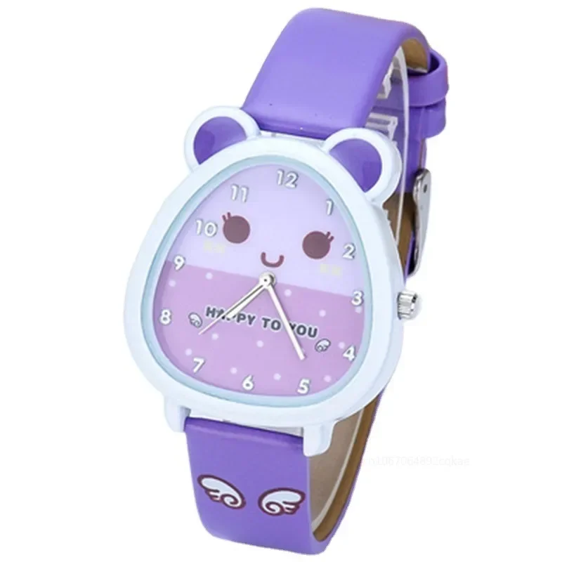 Relógios bonitos dos desenhos animados para crianças, Quartz Analog Leather Wristwatches para crianças, Relógio para meninas, Presente de aniversário