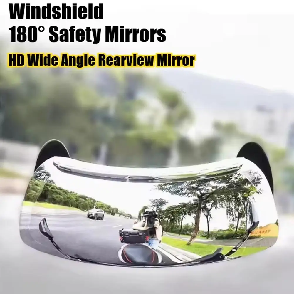 180 Degrees NO Blind Spot Motorcycle Windshield Wide Angle Mirror Parabolic Mirror HD Rearview Mirror Stickable Tools