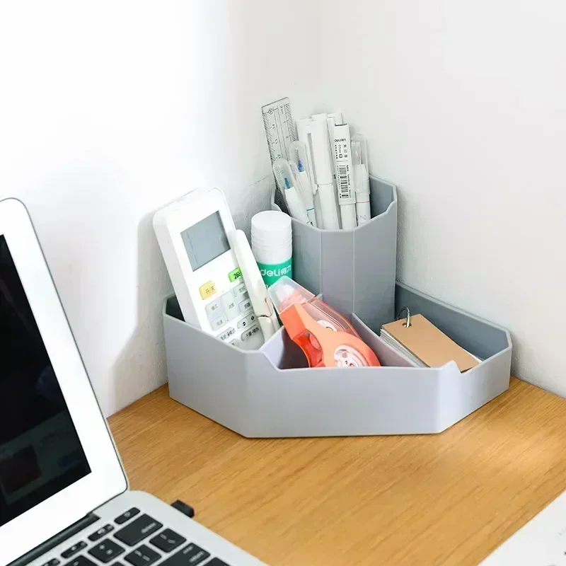1 Pcs Desktop Corner Stationery Cosmetics Storage Box Four Grid Pen Lipstick Storage Box Stationery Holder Tools
