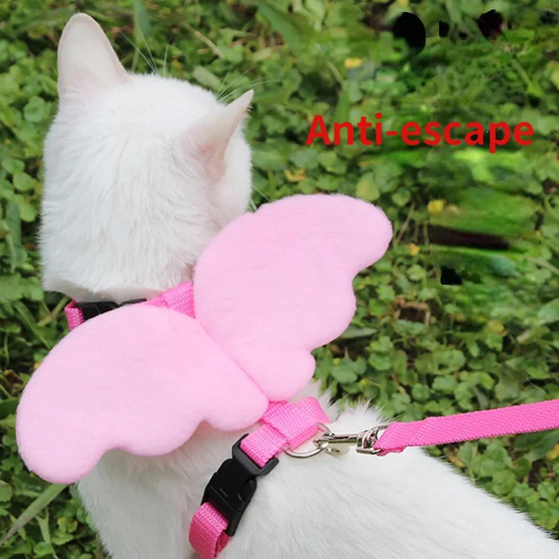 الملاك الجناح الحيوانات الأليفة تسخير القط جرو المقود مجموعة لينة آمنة قابل للتعديل في الهواء الطلق المشي يؤدي حبل ل كلب صغير تشيهواهوا الصلصال لوازم #5